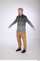 Whole Body Man T poses White Casual Slim Bearded Street photo references